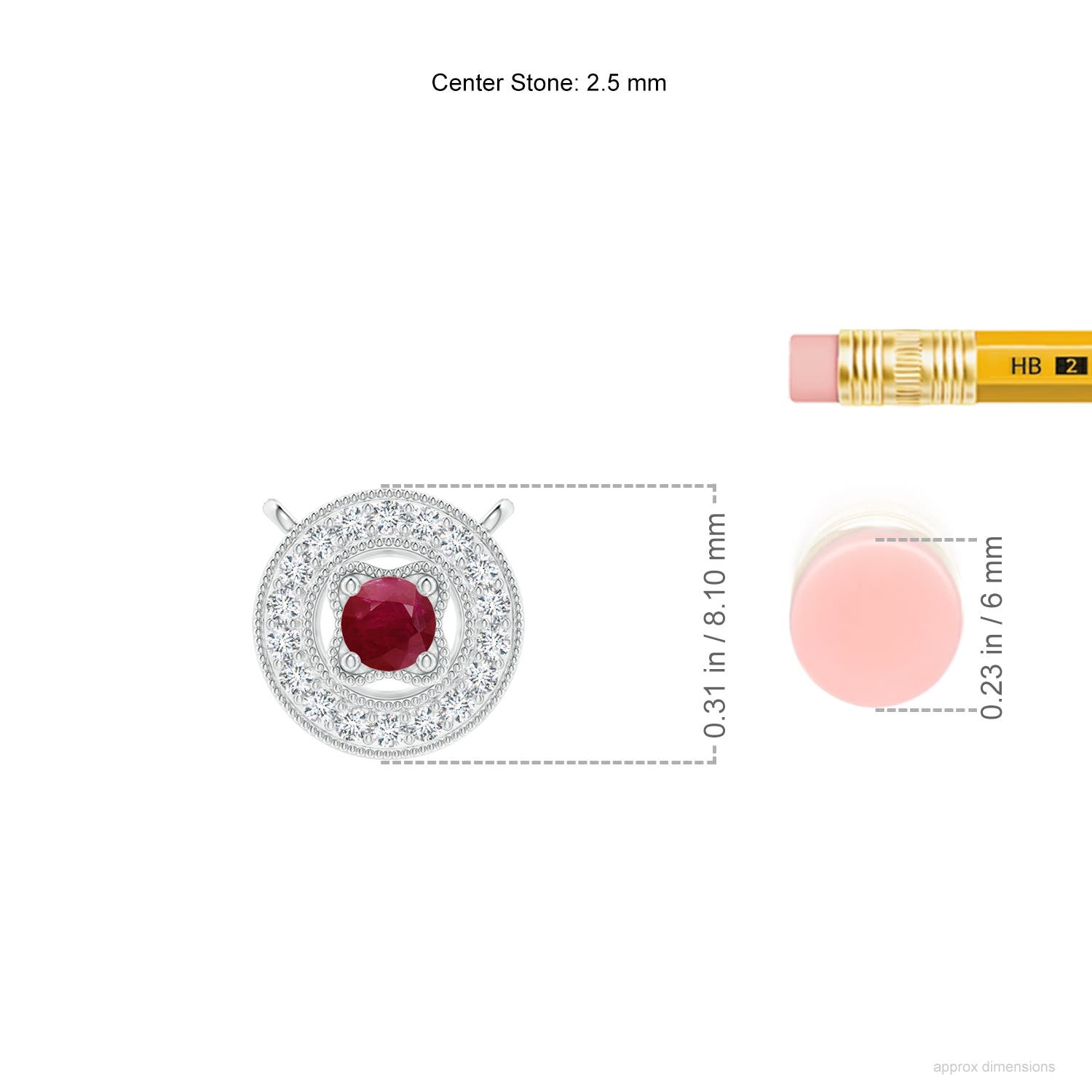 A - Ruby / 0.14 CT / 14 KT White Gold