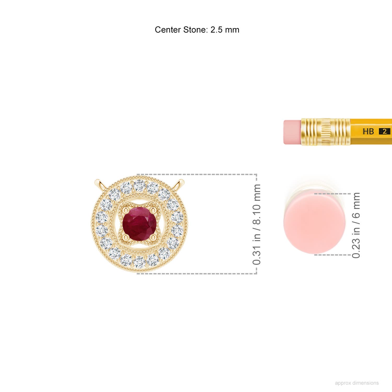 A - Ruby / 0.14 CT / 14 KT Yellow Gold