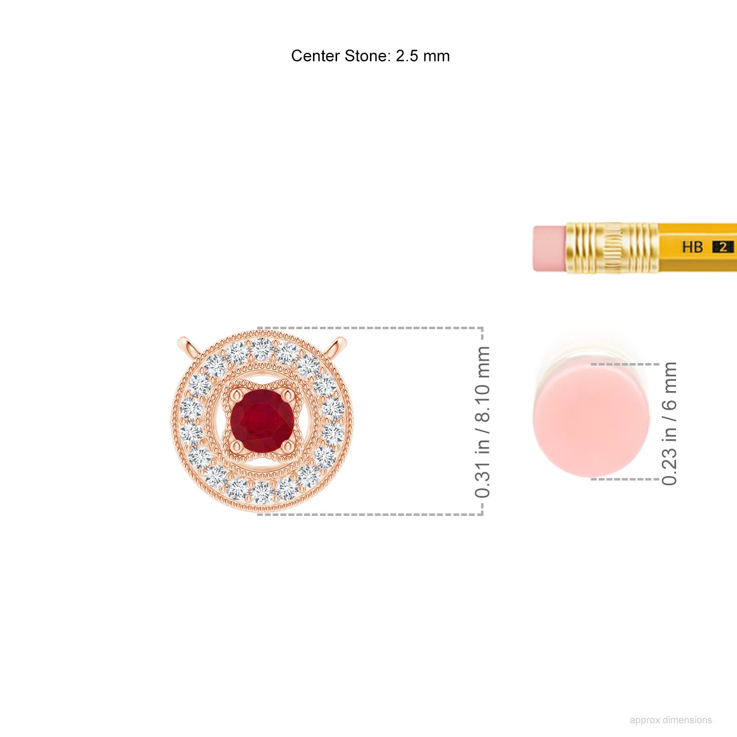 AA - Ruby / 0.14 CT / 14 KT Rose Gold