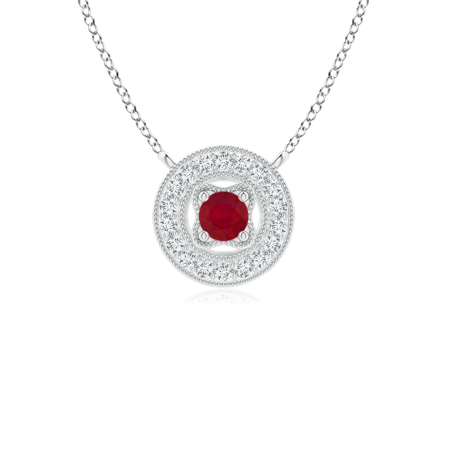 AA - Ruby / 0.14 CT / 14 KT White Gold