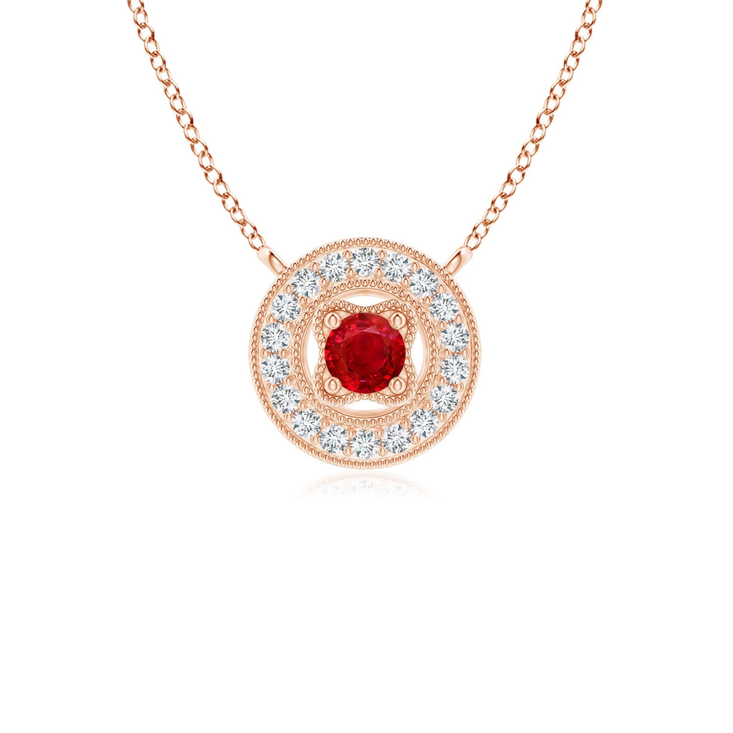 AAA - Ruby / 0.14 CT / 14 KT Rose Gold