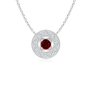 2.5mm AAAA Vintage Style Ruby Halo Pendant with Milgrain Detailing in P950 Platinum