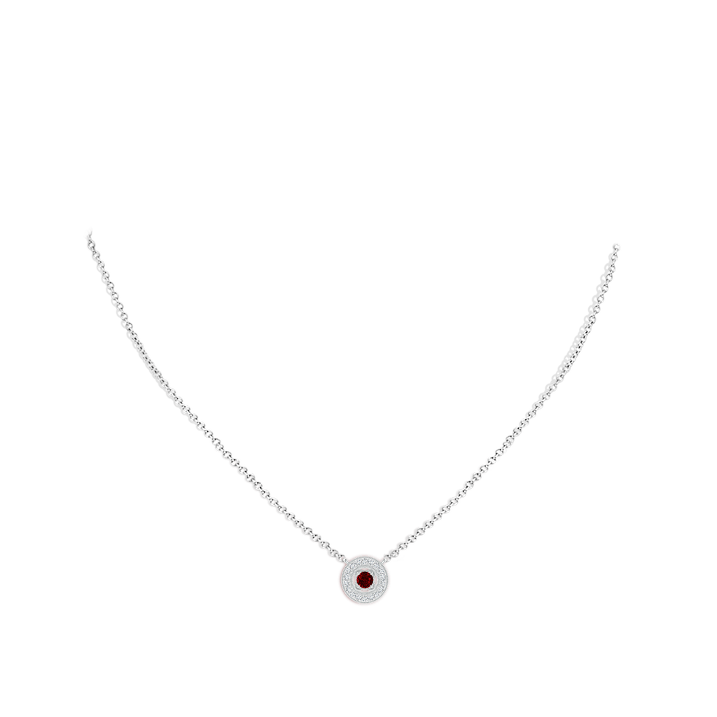 2.5mm AAAA Vintage Style Ruby Halo Pendant with Milgrain Detailing in S999 Silver pen