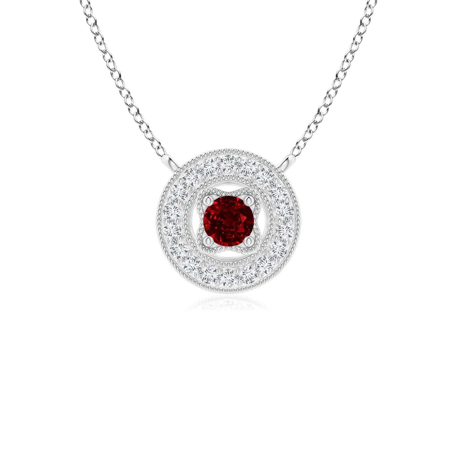 AAAA - Ruby / 0.14 CT / 14 KT White Gold