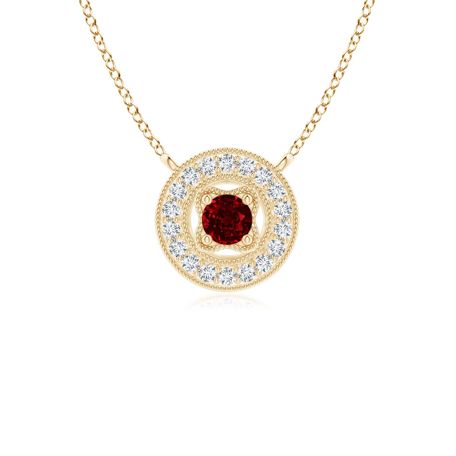 AAAA - Ruby / 0.14 CT / 14 KT Yellow Gold