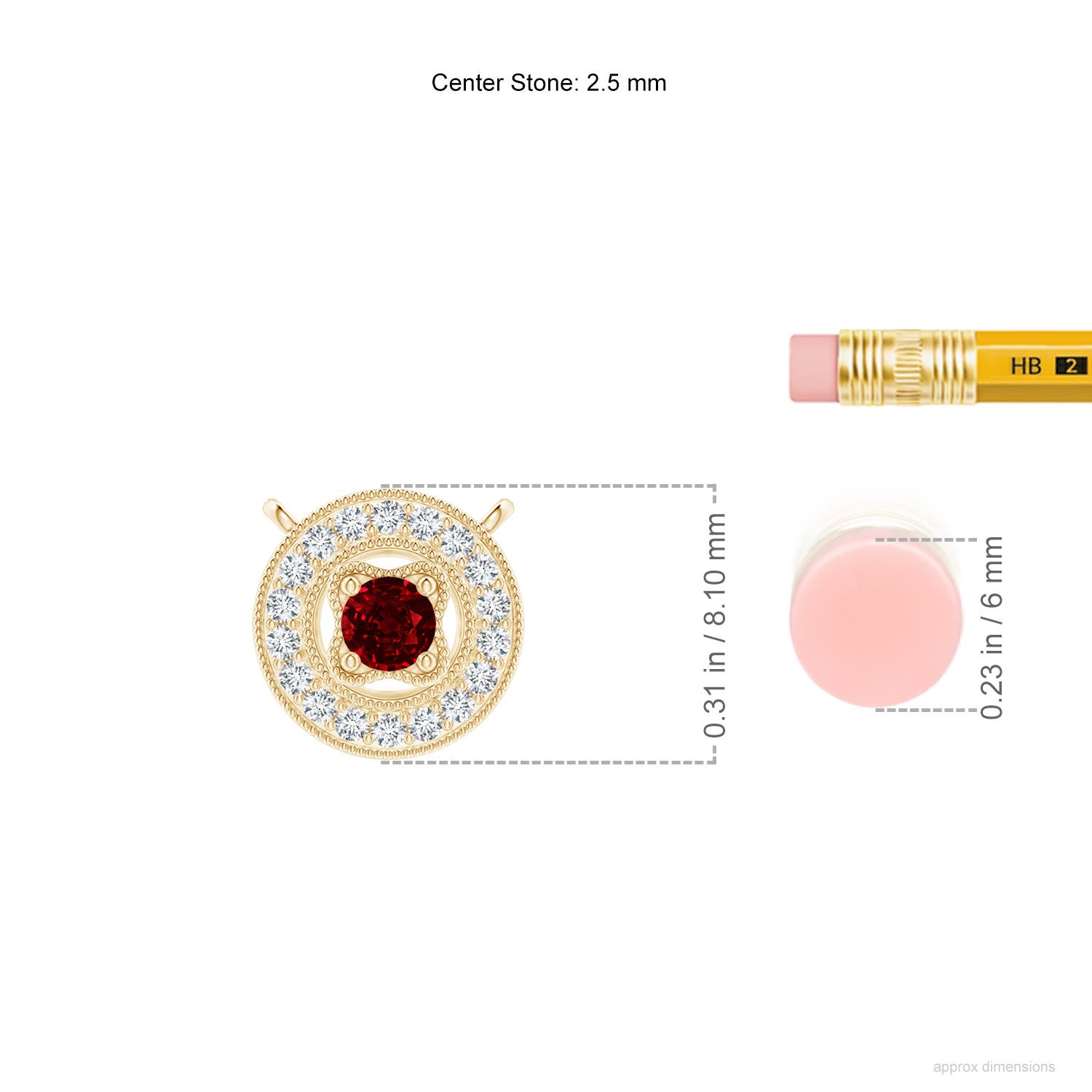 AAAA - Ruby / 0.14 CT / 14 KT Yellow Gold