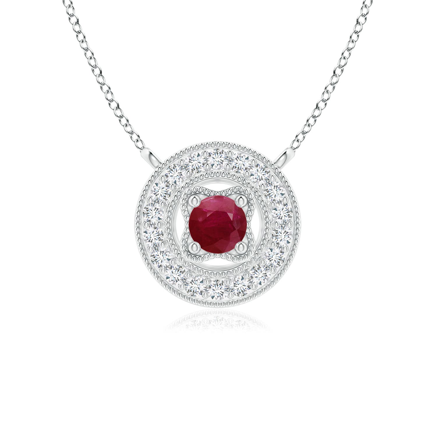 A - Ruby / 0.26 CT / 14 KT White Gold