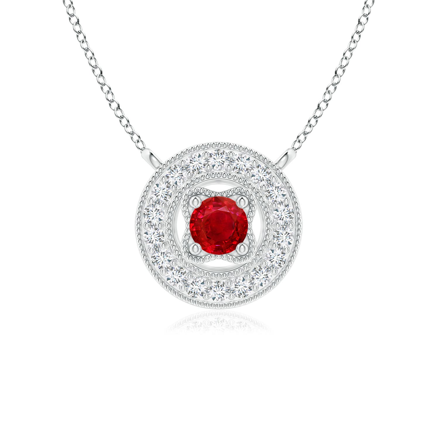 AAA - Ruby / 0.26 CT / 14 KT White Gold