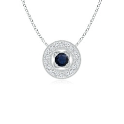 Halo Platinum Blue Sapphire Necklaces & Pendants
