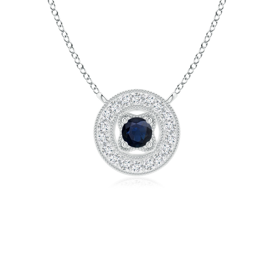 2.5mm A Vintage Style Sapphire Halo Pendant with Milgrain Detailing in S999 Silver 