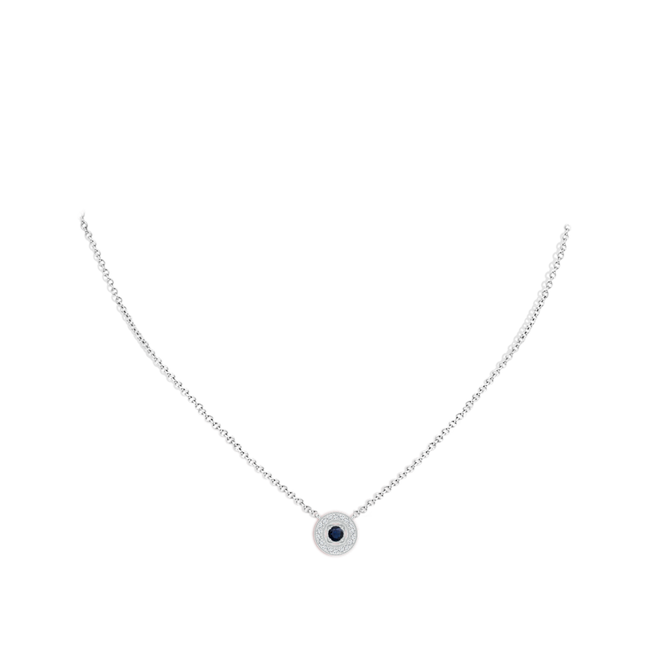 2.5mm A Vintage Style Sapphire Halo Pendant with Milgrain Detailing in S999 Silver pen