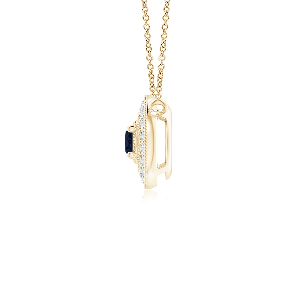 2.5mm A Vintage Style Sapphire Halo Pendant with Milgrain Detailing in Yellow Gold side 199