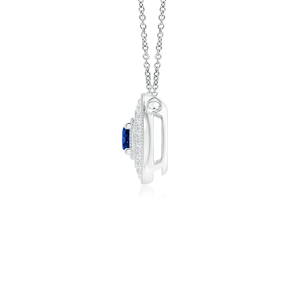2.5mm AAAA Vintage Style Sapphire Halo Pendant with Milgrain Detailing in S999 Silver side 199