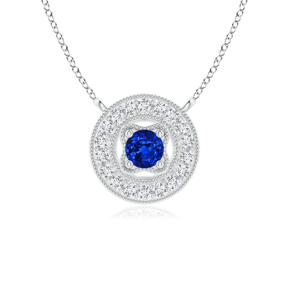 3mm AAAA Vintage Style Sapphire Halo Pendant with Milgrain Detailing in P950 Platinum 