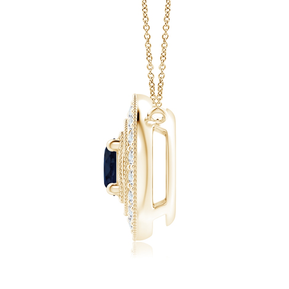 6mm A Vintage Style Sapphire Halo Pendant with Milgrain Detailing in Yellow Gold side 199