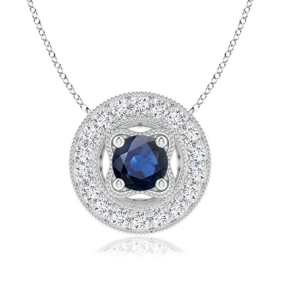 6mm AA Vintage Style Sapphire Halo Pendant with Milgrain Detailing in P950 Platinum 