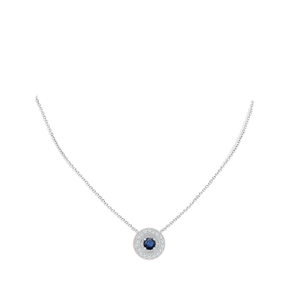 6mm AA Vintage Style Sapphire Halo Pendant with Milgrain Detailing in P950 Platinum pen