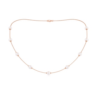 6-6.5mm AA 18" Japanese Akoya Pearl Station Necklace in Rose Gold