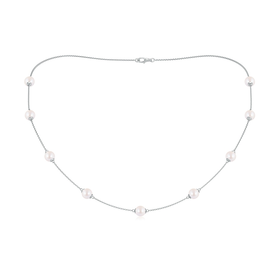 6-6.5mm AA 18" Japanese Akoya Pearl Station Necklace in White Gold 