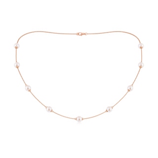 6-6.5mm AAA 18" Japanese Akoya Pearl Station Necklace in Rose Gold