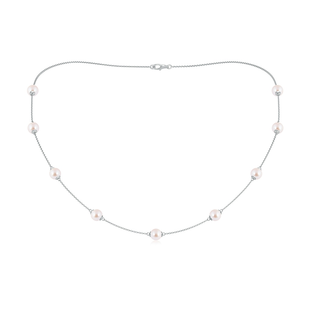 6-6.5mm AAA 18" Japanese Akoya Pearl Station Necklace in White Gold