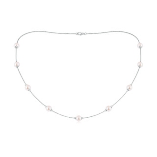 6-6.5mm AAA 18" Japanese Akoya Pearl Station Necklace in White Gold