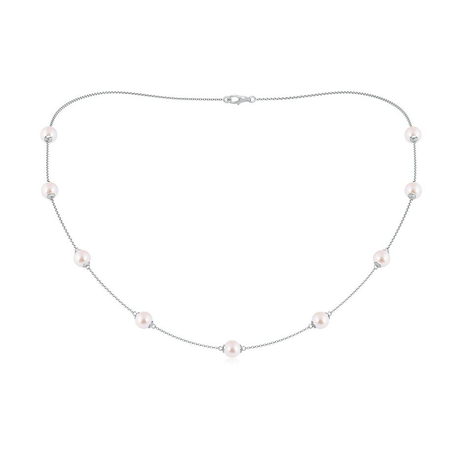 6-6.5mm AAA 18" Japanese Akoya Pearl Station Necklace in White Gold 