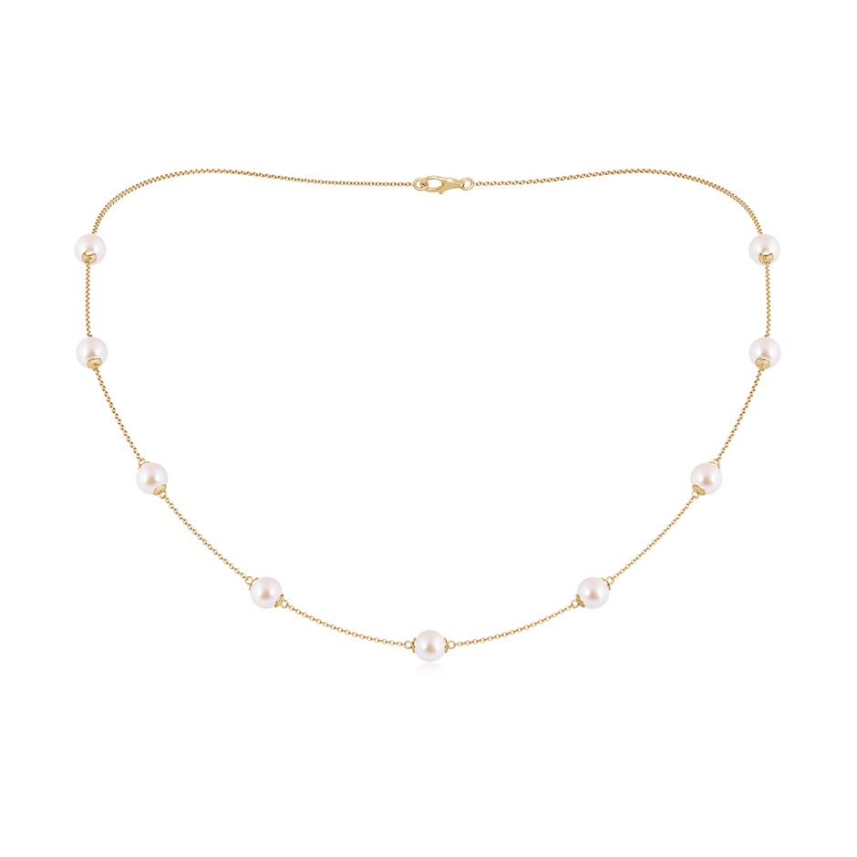 6-6.5mm AAA 18" Japanese Akoya Pearl Station Necklace in Yellow Gold 