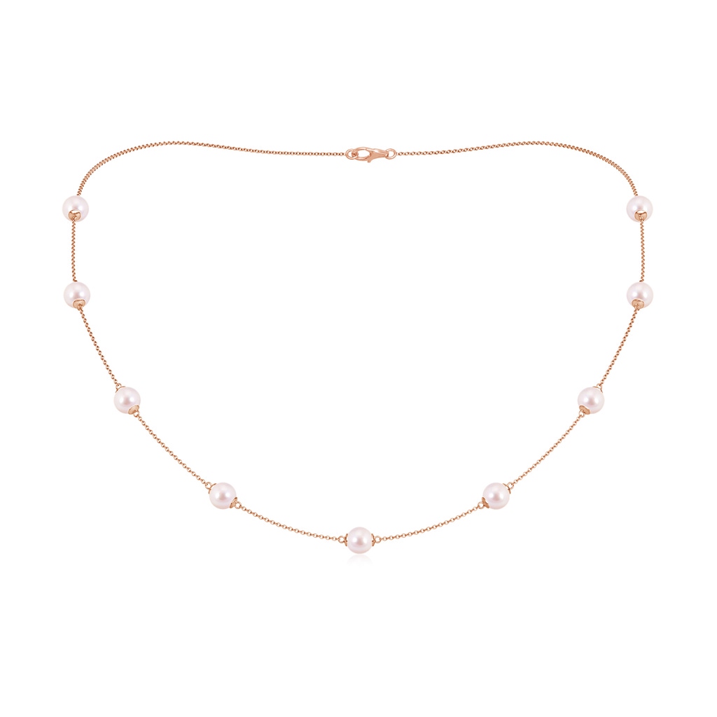 6-6.5mm AAAA 18" Japanese Akoya Pearl Station Necklace in Rose Gold