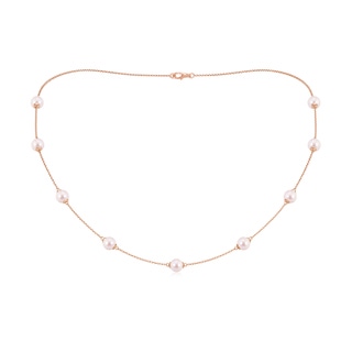 6-6.5mm AAAA 18" Japanese Akoya Pearl Station Necklace in Rose Gold
