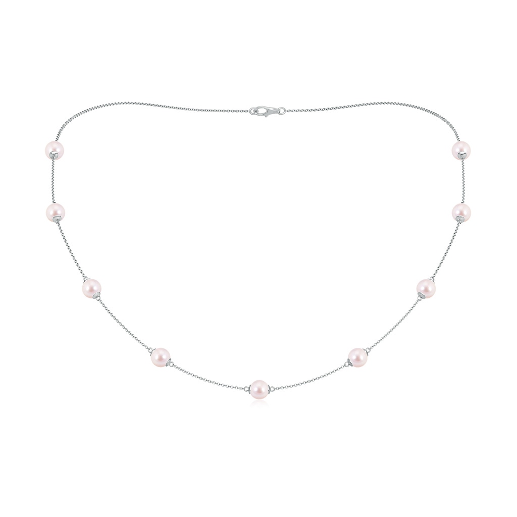 6-6.5mm AAAA 18" Japanese Akoya Pearl Station Necklace in White Gold