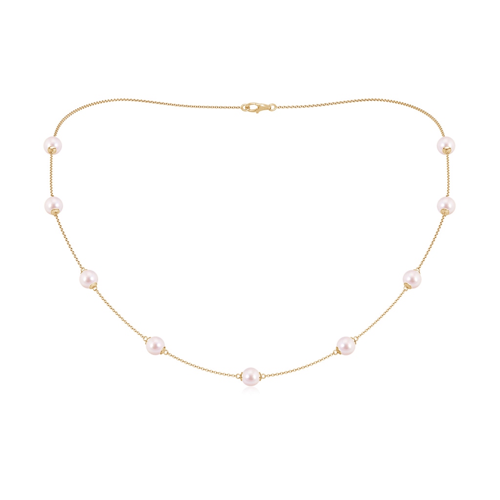 6-6.5mm AAAA 18" Japanese Akoya Pearl Station Necklace in Yellow Gold