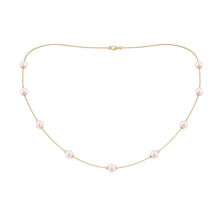 6-6.5mm AAAA 18" Japanese Akoya Pearl Station Necklace in Yellow Gold 