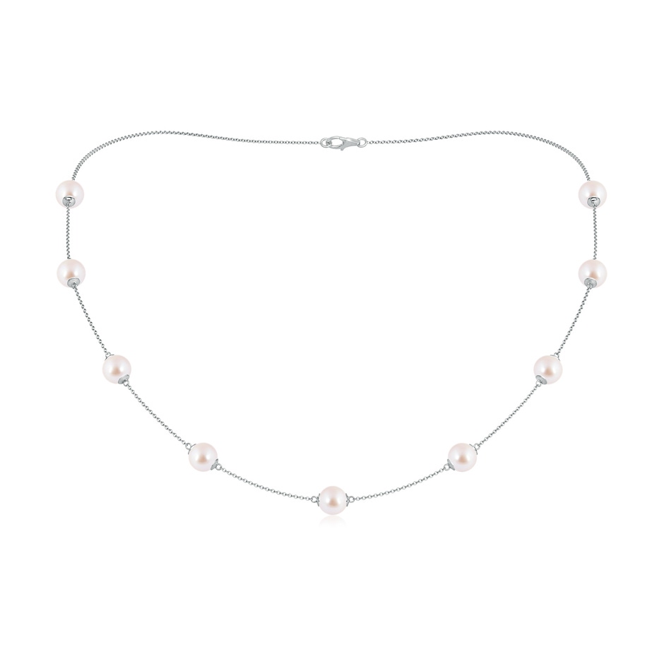 7-7.5mm AAA 18" Japanese Akoya Pearl Station Necklace in White Gold 