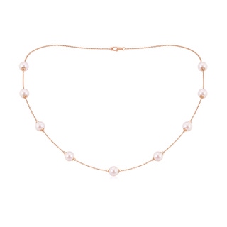 7-7.5mm AAAA 18" Japanese Akoya Pearl Station Necklace in Rose Gold