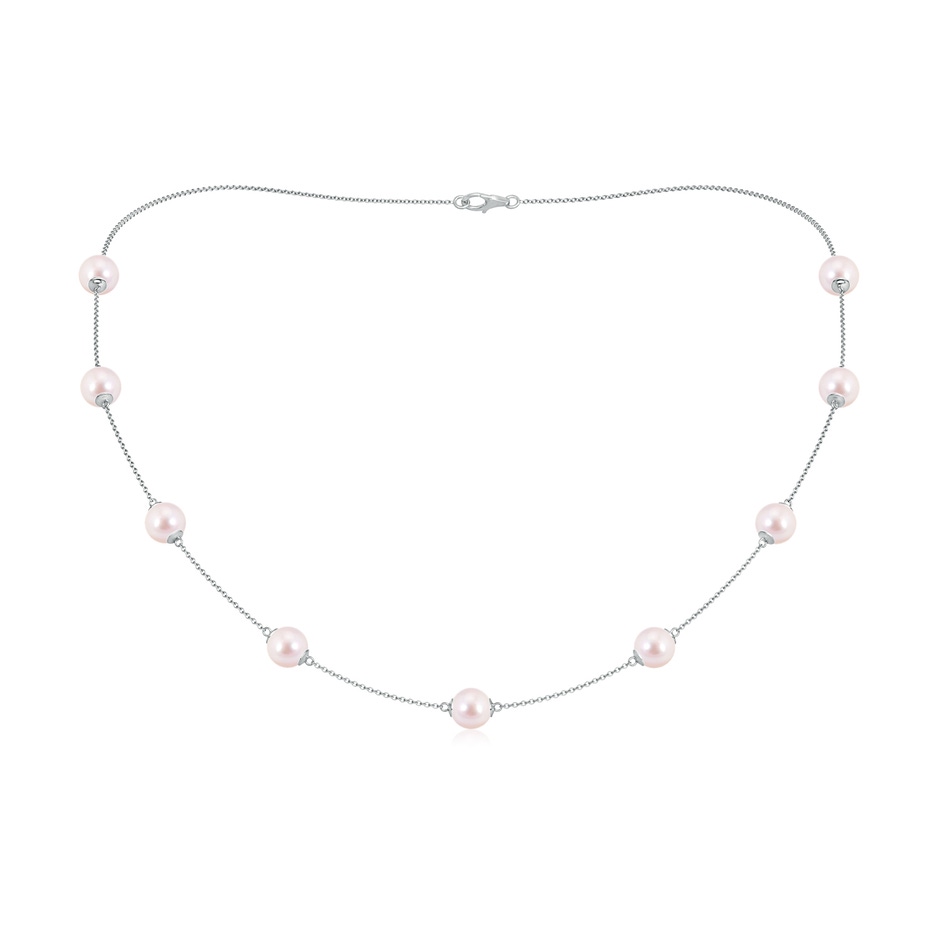 7-7.5mm AAAA 18" Japanese Akoya Pearl Station Necklace in White Gold 