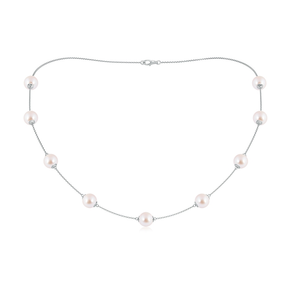 8-8.5mm AAA 18" Japanese Akoya Pearl Station Necklace in White Gold 