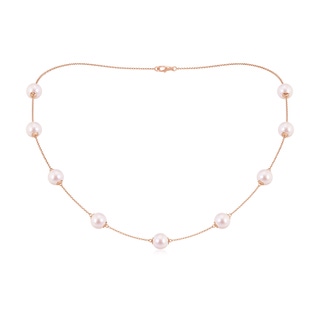 8-8.5mm AAAA 18" Japanese Akoya Pearl Station Necklace in Rose Gold