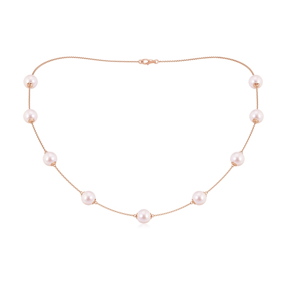 8-8.5mm AAAA 18" Japanese Akoya Pearl Station Necklace in Rose Gold 