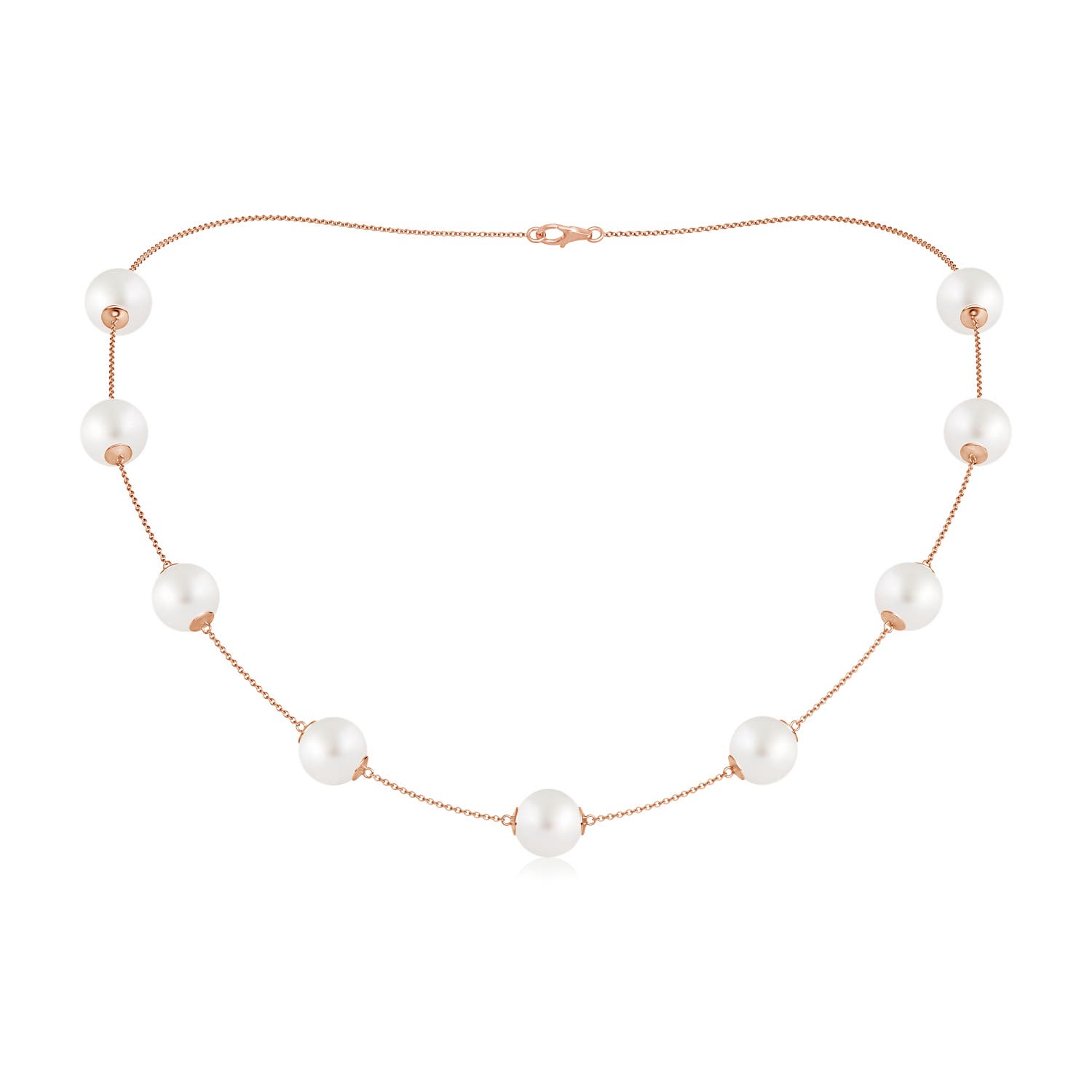 10-10.5mm AA 18" South Sea Pearl Station Necklace in Rose Gold
