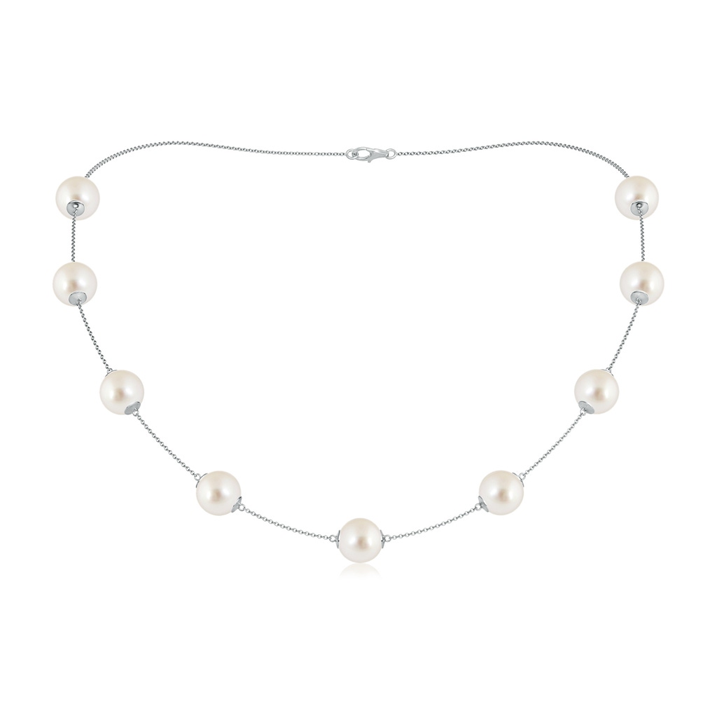 10-10.5mm AAAA 18" South Sea Pearl Station Necklace in White Gold