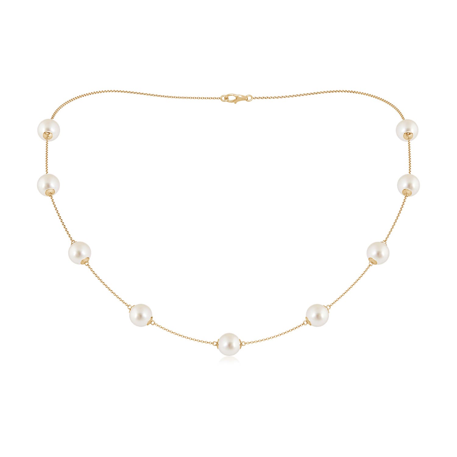 8-8.5mm AAAA 18" South Sea Pearl Station Necklace in Yellow Gold