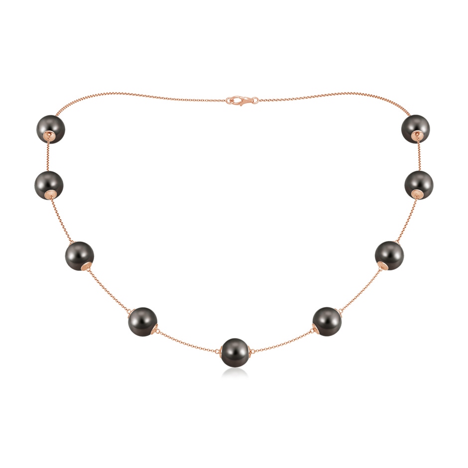10-10.5mm AAA 18" Tahitian Pearl Station Necklace in Rose Gold 