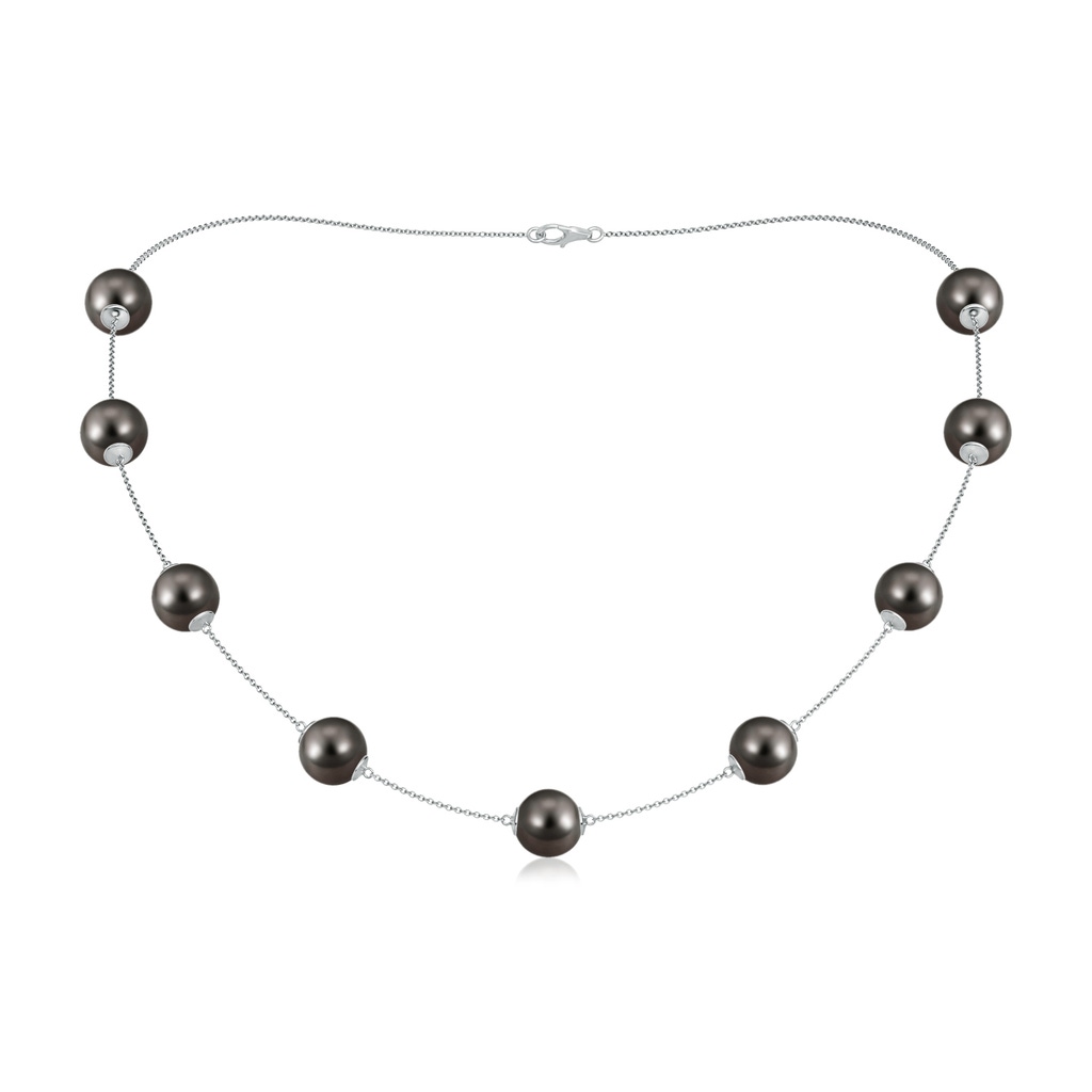 10-10.5mm AAA 18" Tahitian Pearl Station Necklace in White Gold