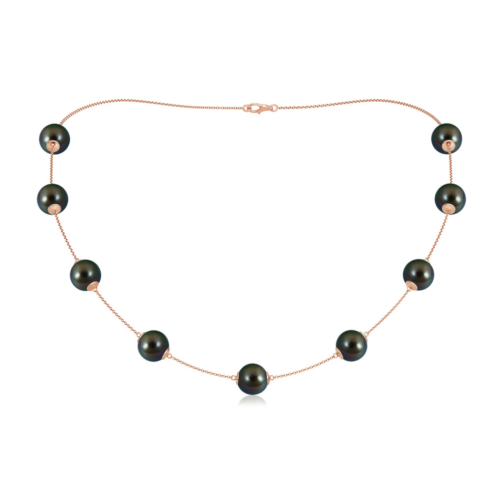 10-10.5mm AAAA 18" Tahitian Pearl Station Necklace in Rose Gold