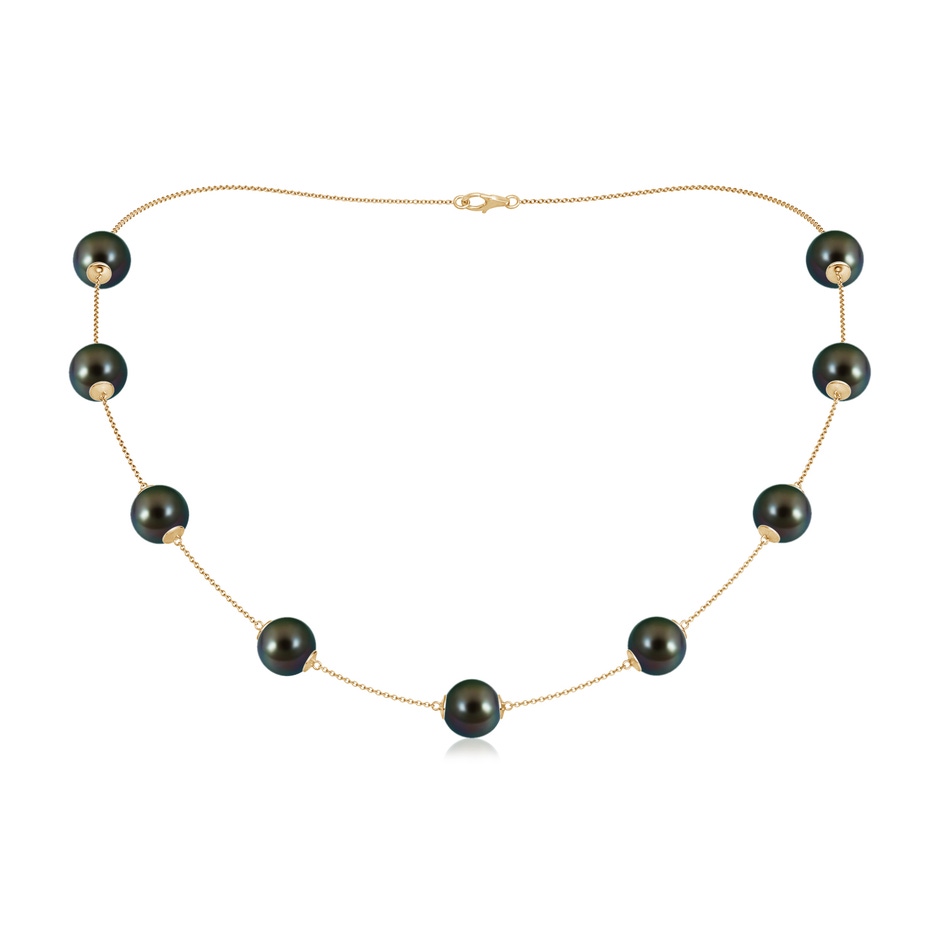 10-10.5mm AAAA 18" Tahitian Pearl Station Necklace in Yellow Gold 