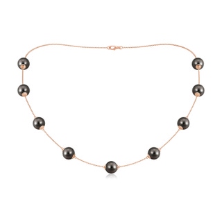 9-9.5mm AAA 18" Tahitian Pearl Station Necklace in Rose Gold