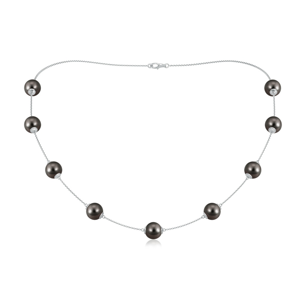 9-9.5mm AAA 18" Tahitian Pearl Station Necklace in White Gold