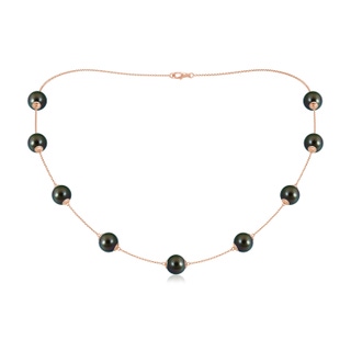 9-9.5mm AAAA 18" Tahitian Pearl Station Necklace in Rose Gold
