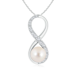 8mm AAAA Freshwater Pearl and Diamond Infinity Pendant in P950 Platinum